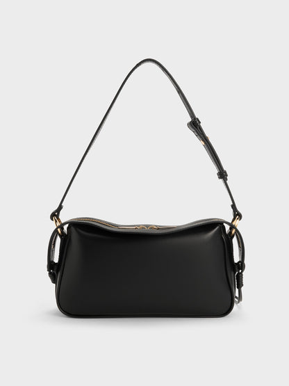 Mini Haylen Braided-Charm Shoulder Bag - Black | CHARLES & KEITH