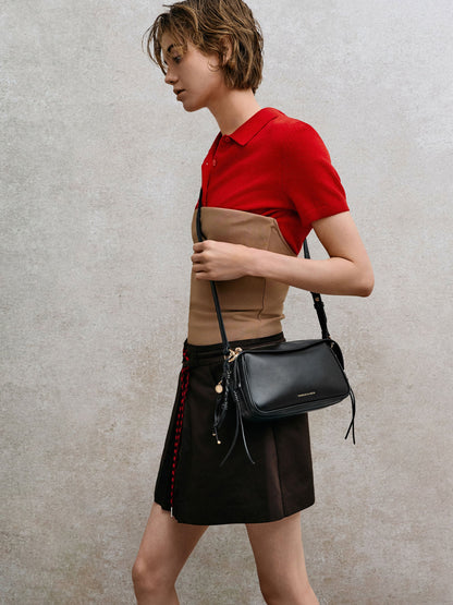 Mini Haylen Braided-Charm Shoulder Bag - Black | CHARLES & KEITH