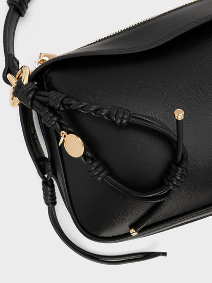 Mini Haylen Braided-Charm Shoulder Bag - Black | CHARLES & KEITH