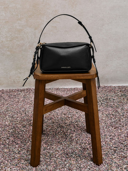 Mini Haylen Braided-Charm Shoulder Bag - Black | CHARLES & KEITH