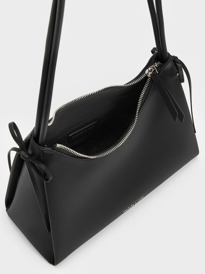 Hazel Bow Hobo Bag - Noir | CHARLES & KEITH