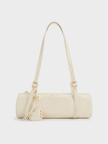 Rey Elongated Shoulder Bag - Cream | CHARLES & KEITH