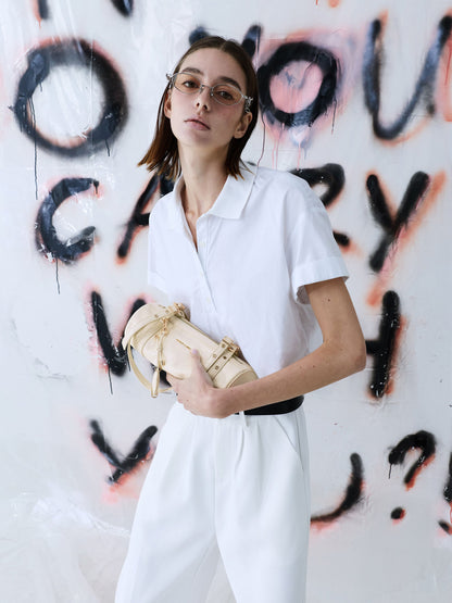 Rey Elongated Shoulder Bag - Cream | CHARLES & KEITH