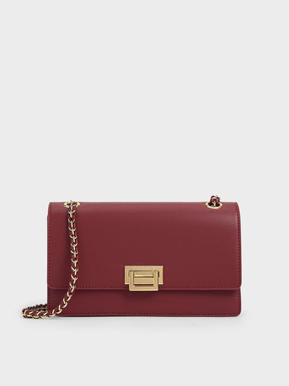 Everline Braided-Strap Shoulder Bag - Burgundy | CHARLES & KEITH