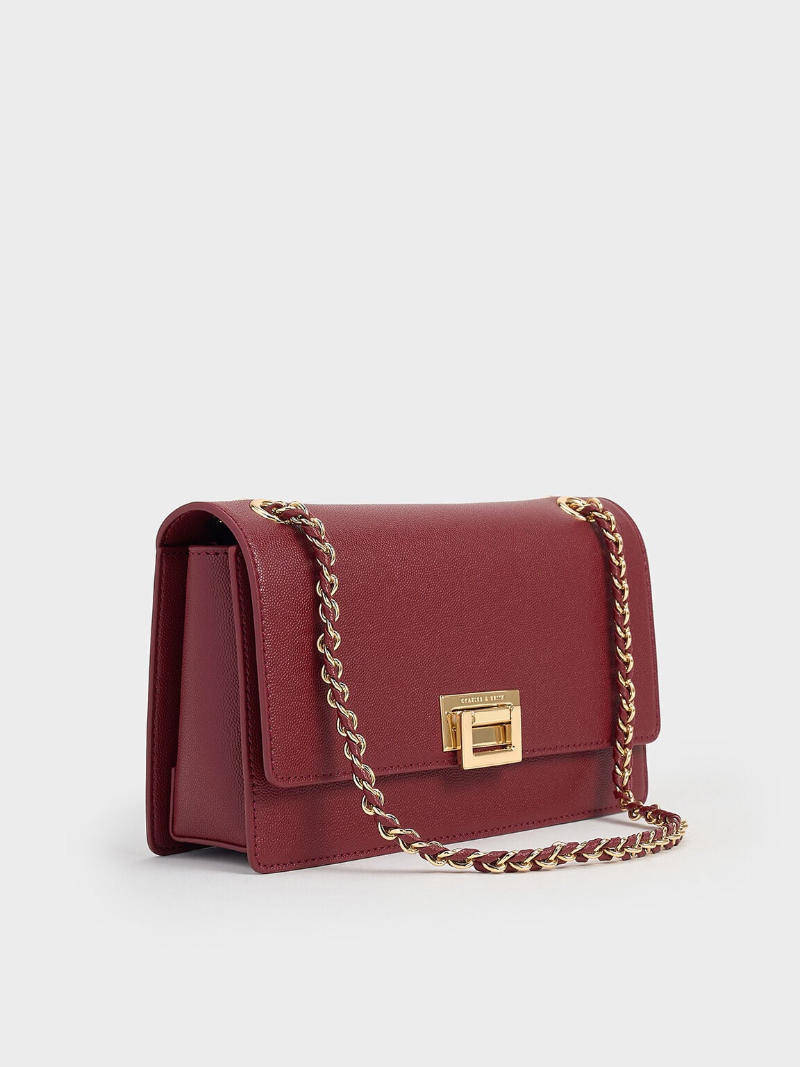 Everline Braided-Strap Shoulder Bag - Burgundy | CHARLES & KEITH