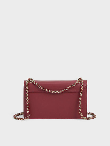 Everline Braided-Strap Shoulder Bag - Burgundy | CHARLES & KEITH