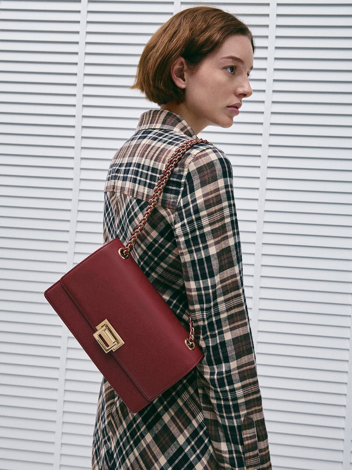 Everline Braided-Strap Shoulder Bag - Burgundy | CHARLES & KEITH