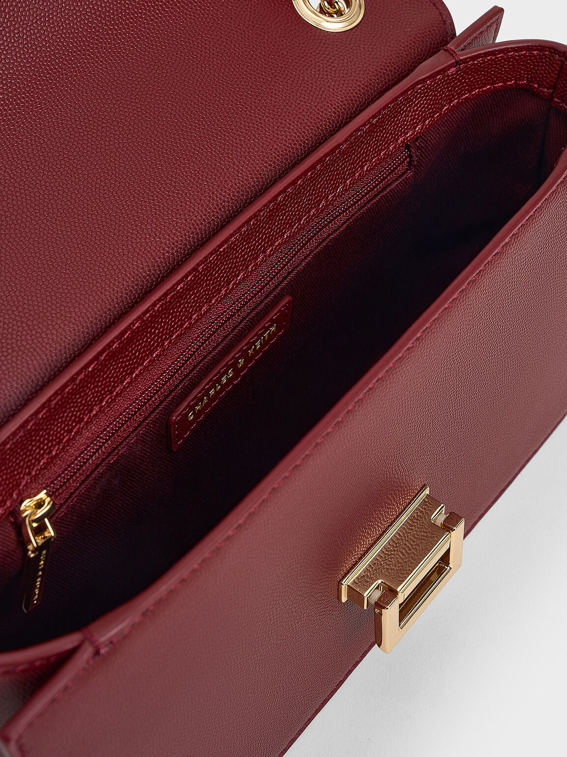 Everline Braided-Strap Shoulder Bag - Burgundy | CHARLES & KEITH