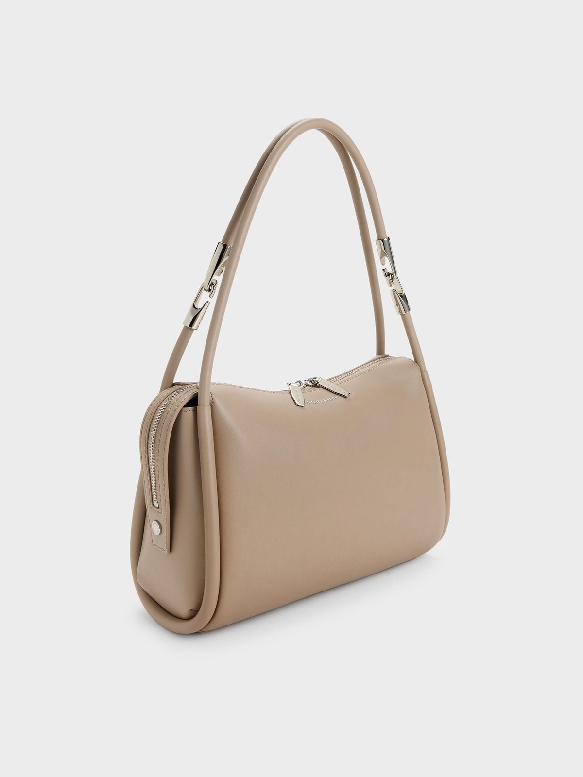 Lyla Tubular Slouchy Shoulder Bag - Taupe | CHARLES & KEITH