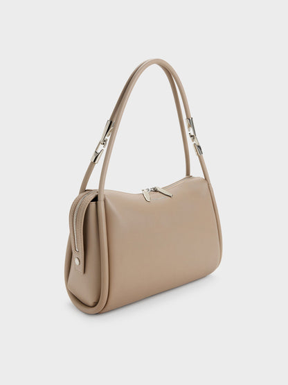 Lyla Tubular Slouchy Shoulder Bag - Taupe | CHARLES & KEITH