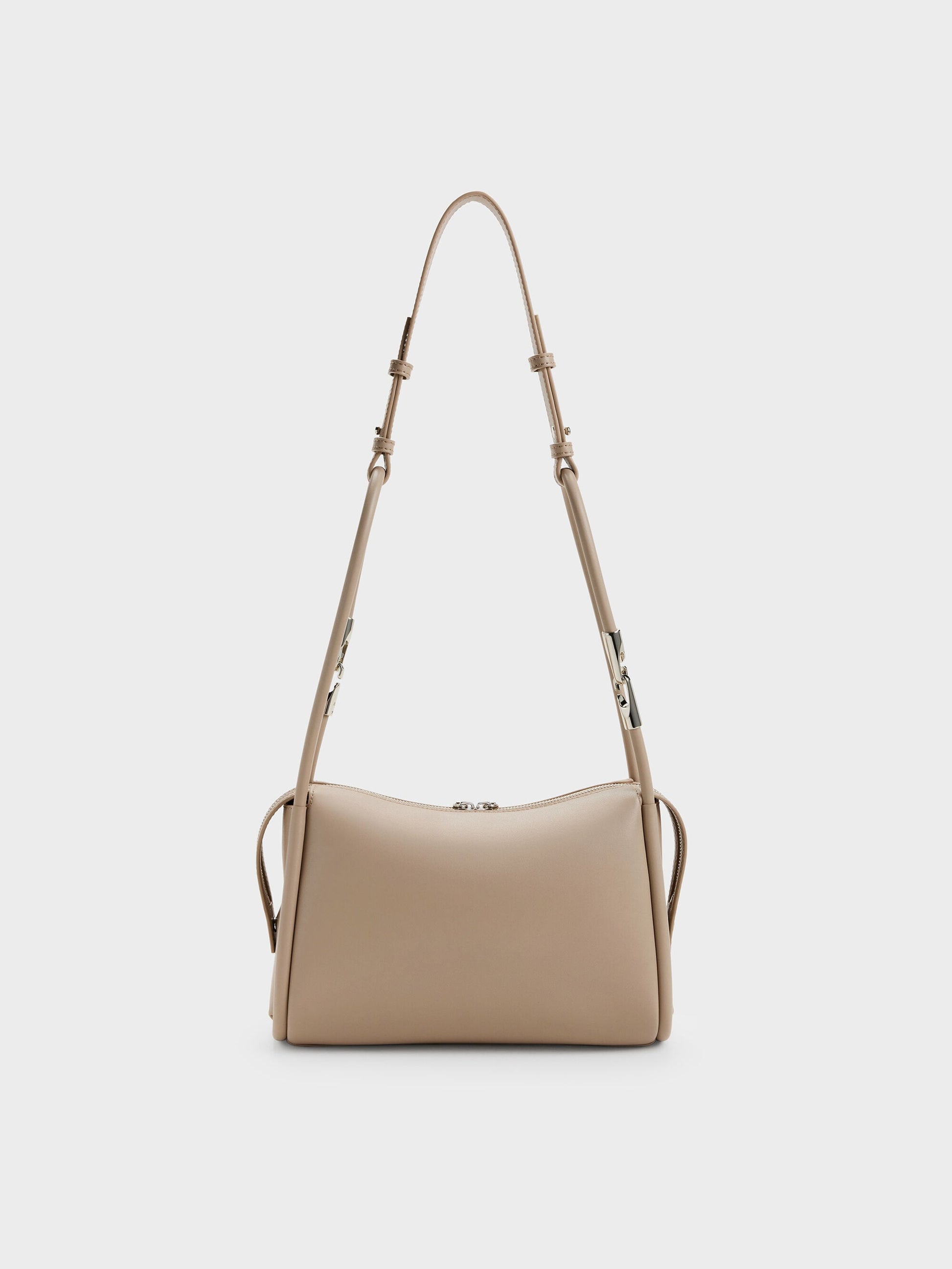 Lyla Tubular Slouchy Shoulder Bag - Taupe | CHARLES & KEITH