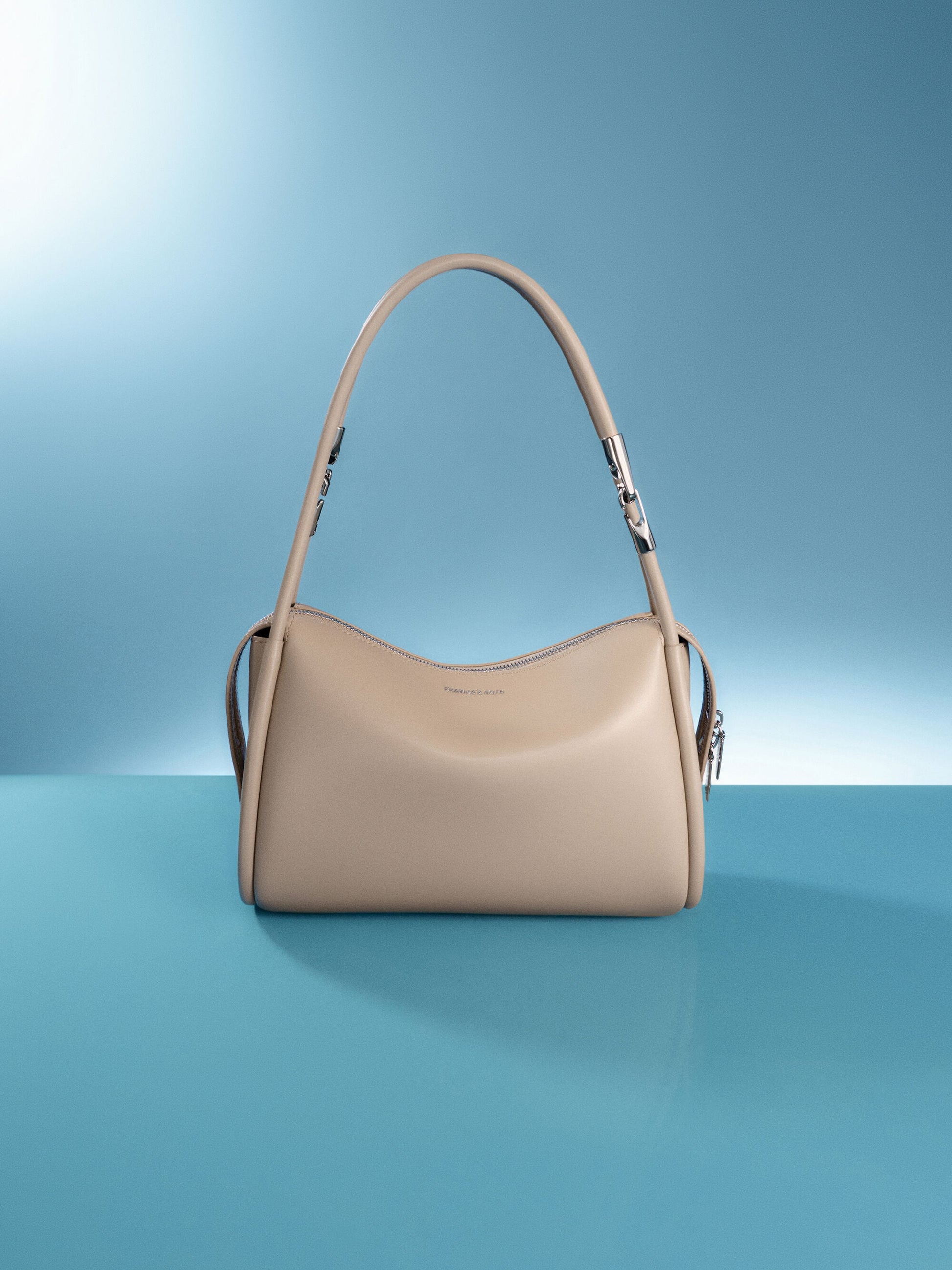 Lyla Tubular Slouchy Shoulder Bag - Taupe | CHARLES & KEITH