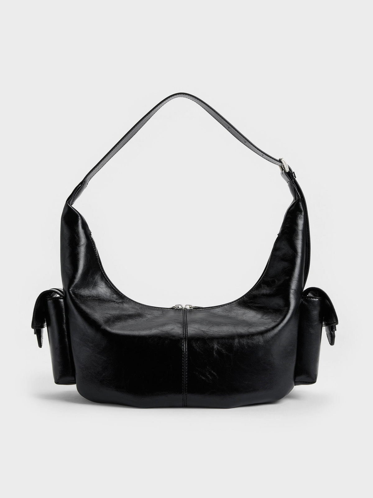 Large Bessie Side-Pocket Hobo Bag - Noir | CHARLES & KEITH
