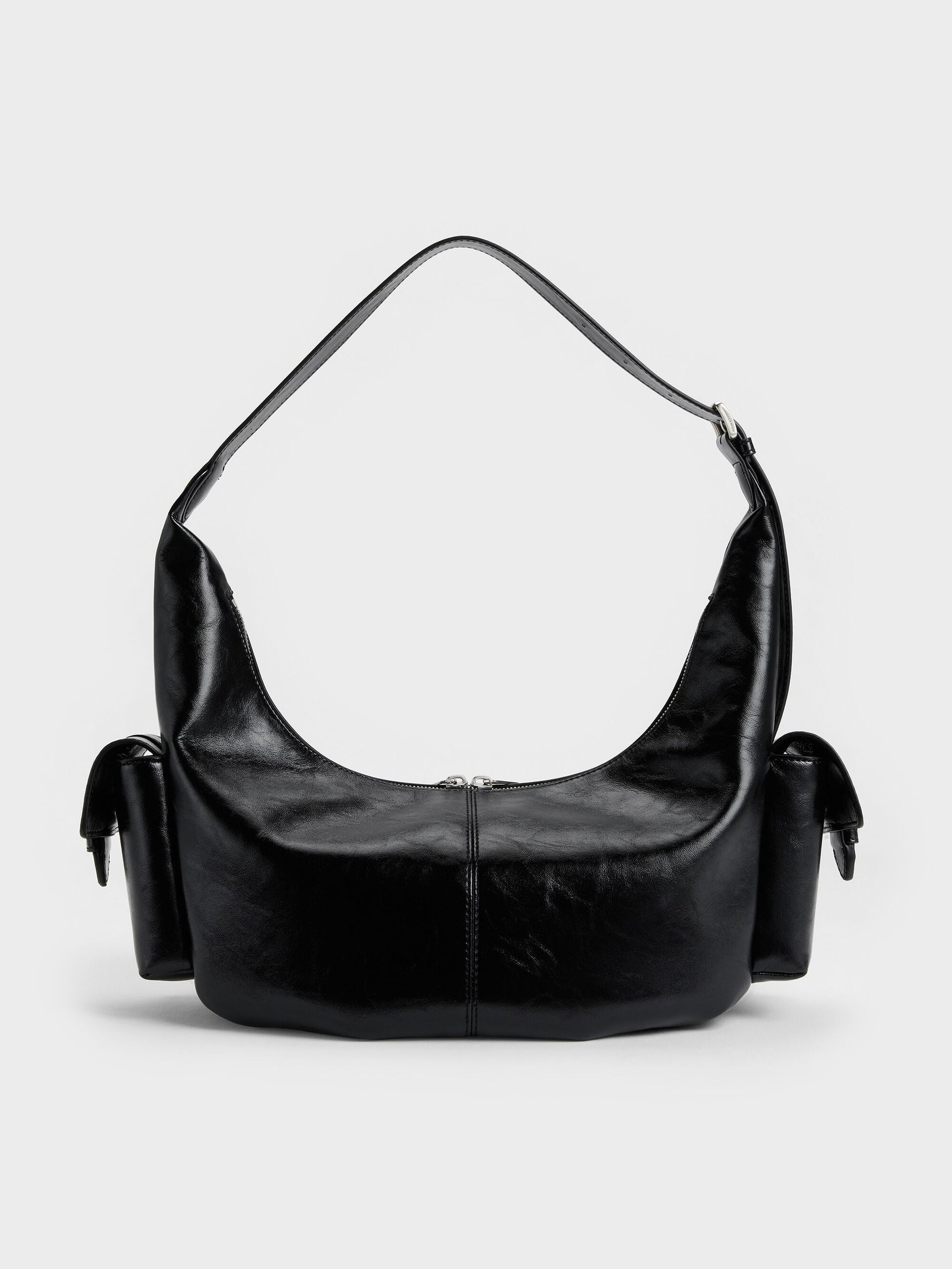 Large Bessie Side-Pocket Hobo Bag - Noir | CHARLES & KEITH