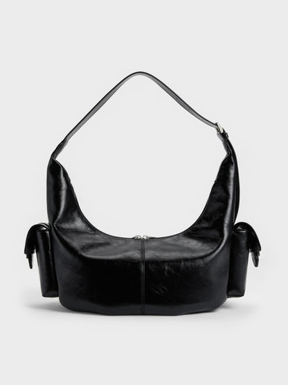 Large Bessie Side-Pocket Hobo Bag - Noir | CHARLES & KEITH