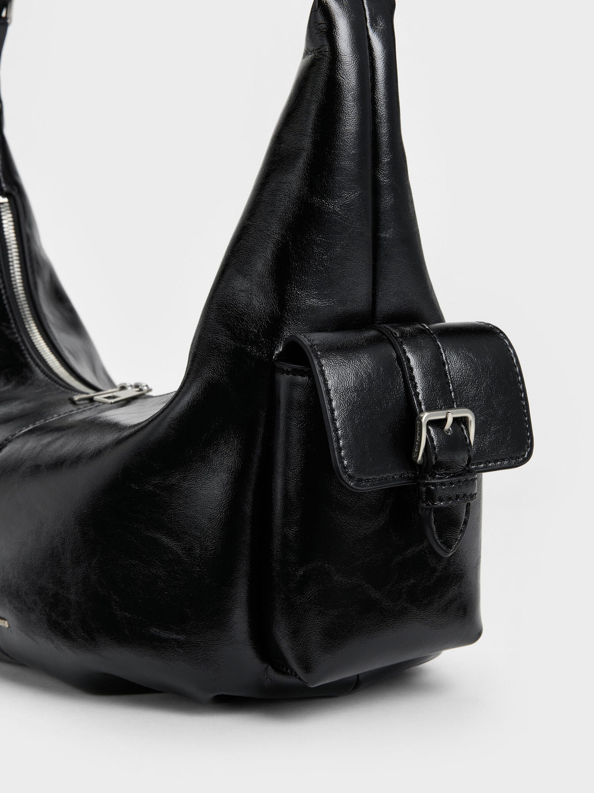 Large Bessie Side-Pocket Hobo Bag - Noir | CHARLES & KEITH