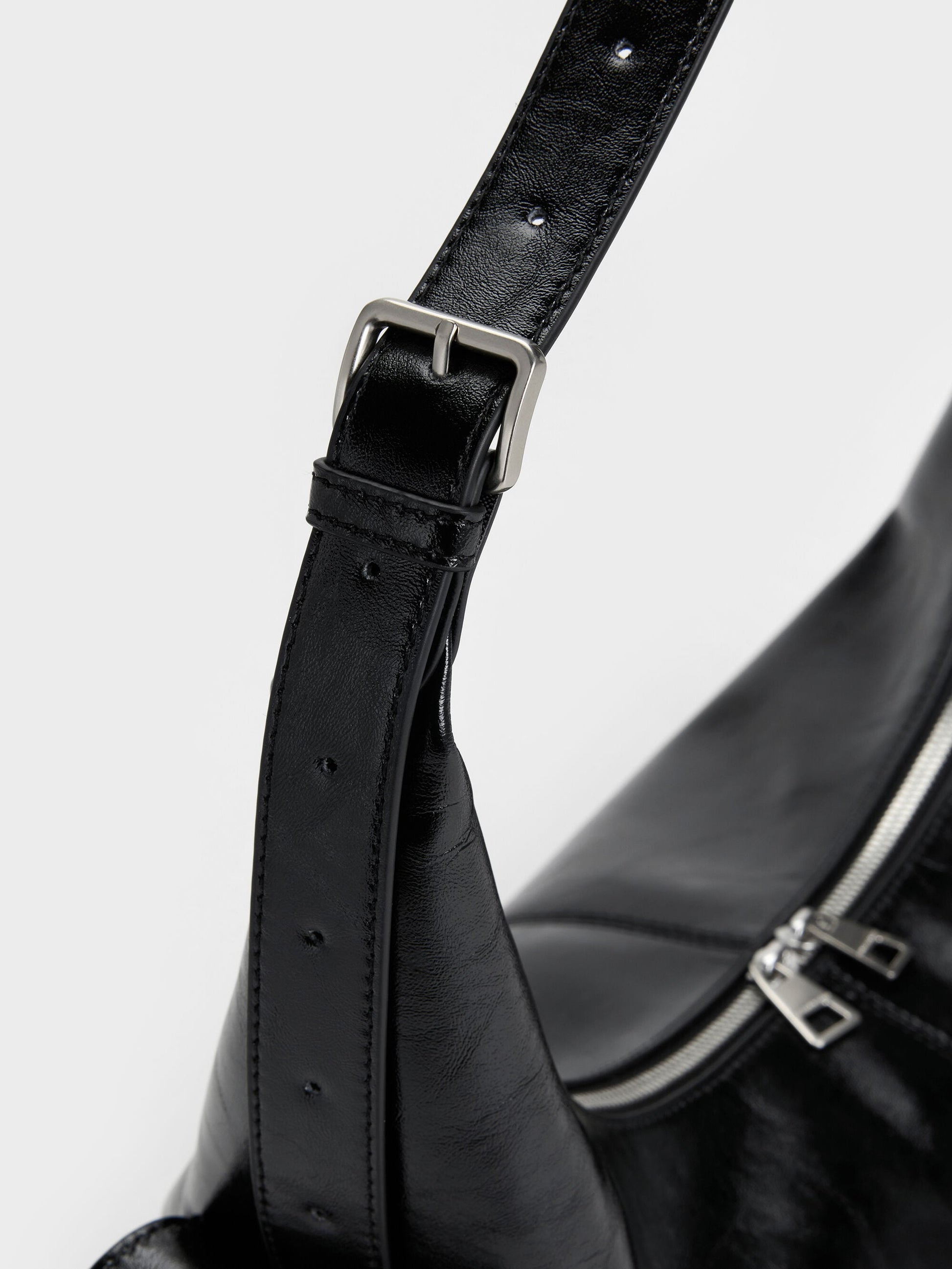 Large Bessie Side-Pocket Hobo Bag - Noir | CHARLES & KEITH
