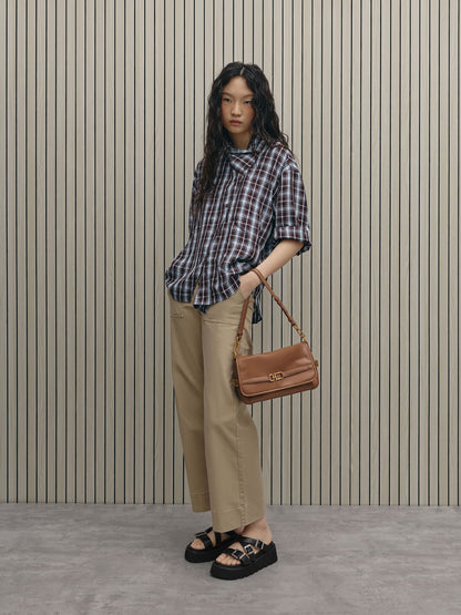 Gwynne Metallic-Buckle Belted Shoulder Bag - Chocolate | CHARLES & KEITH