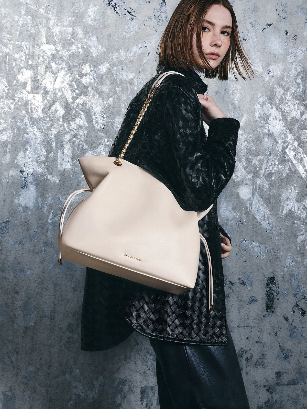 Arya Braided-Chain Tote Bag - Cream | CHARLES & KEITH