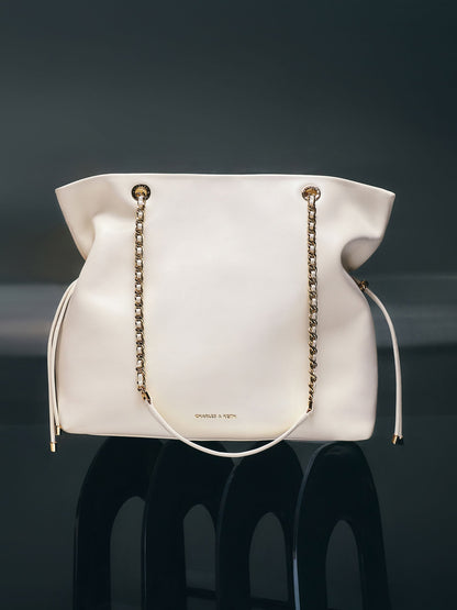 Arya Braided-Chain Tote Bag - Cream | CHARLES & KEITH