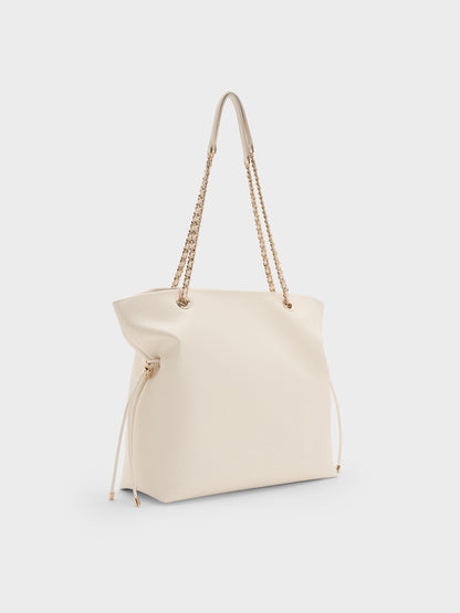 Arya Braided-Chain Tote Bag - Cream | CHARLES & KEITH