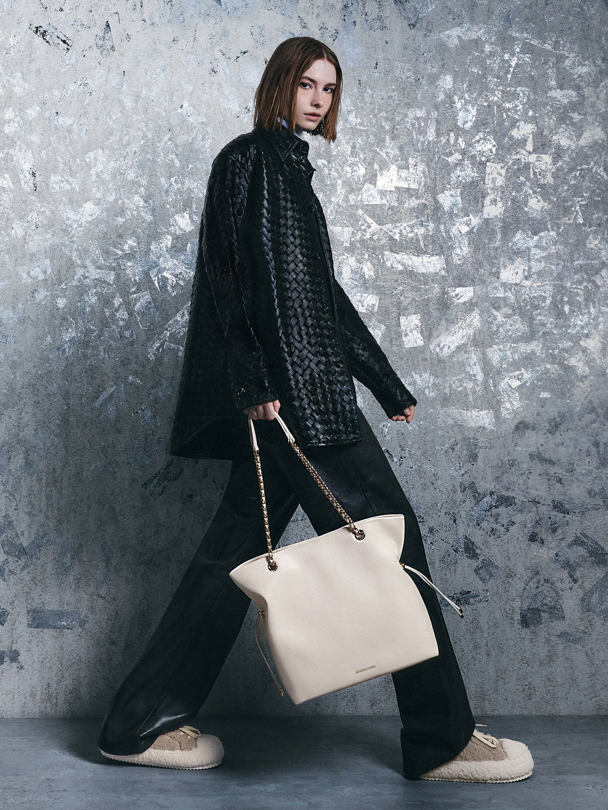 Arya Braided-Chain Tote Bag - Cream | CHARLES & KEITH