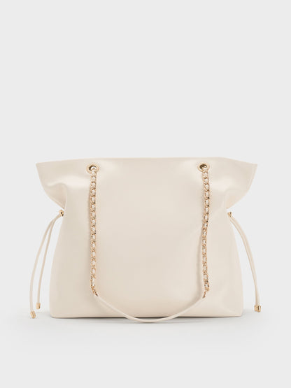 Arya Braided-Chain Tote Bag - Cream | CHARLES & KEITH