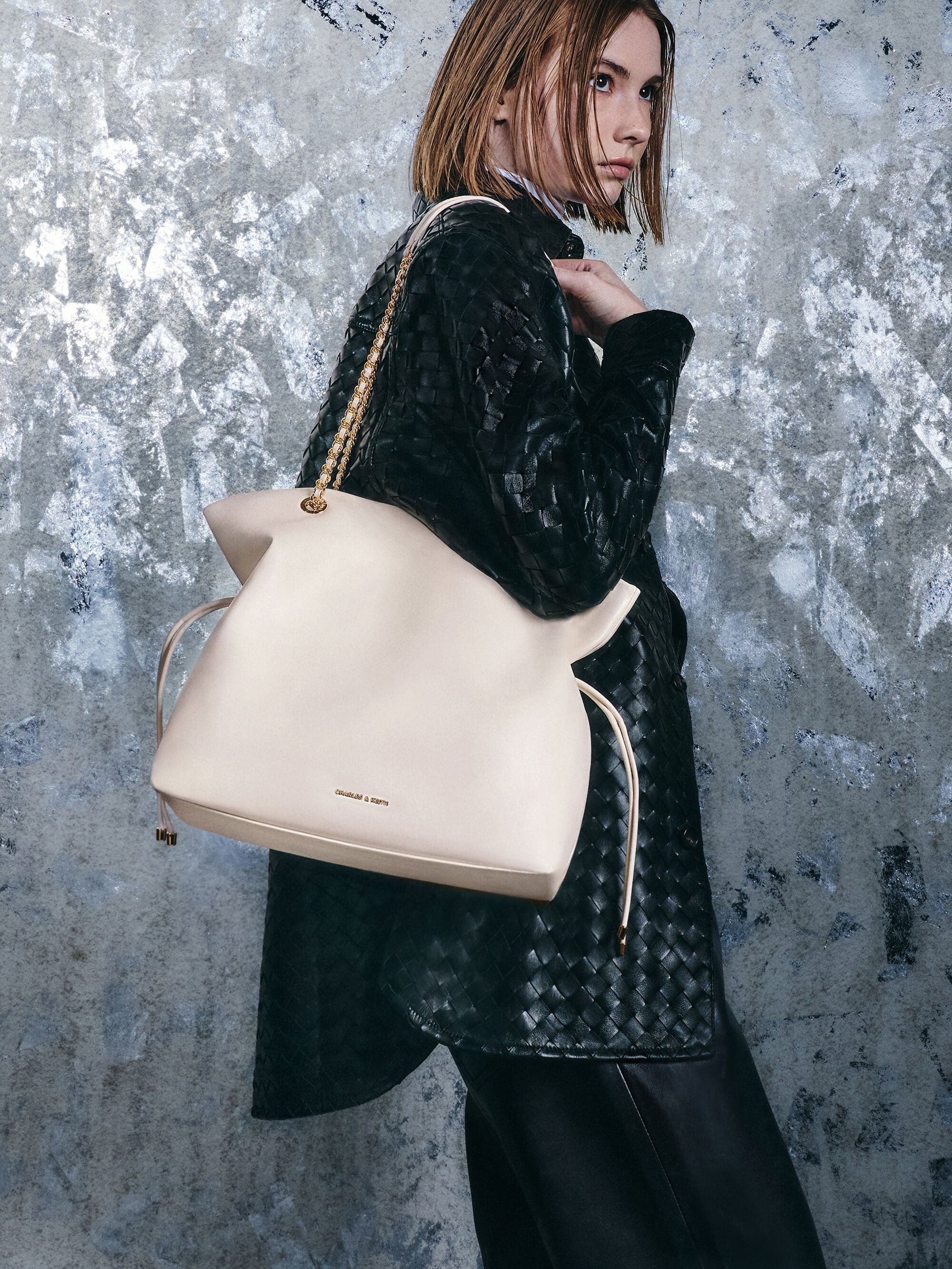 Arya Braided-Chain Tote Bag - Cream | CHARLES & KEITH
