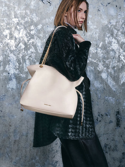 Arya Braided-Chain Tote Bag - Cream | CHARLES & KEITH