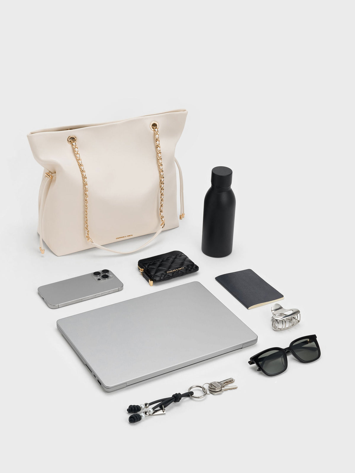 Arya Braided-Chain Tote Bag - Cream | CHARLES & KEITH