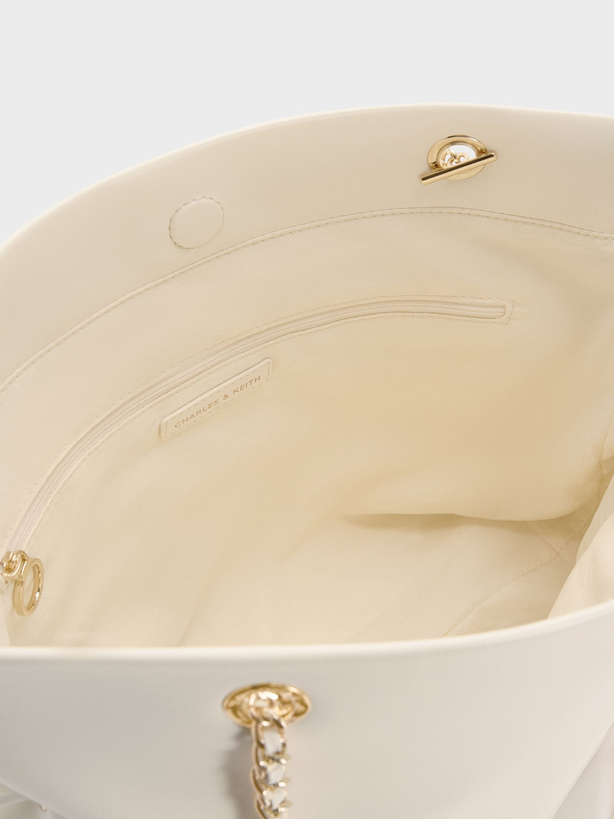 Arya Braided-Chain Tote Bag - Cream | CHARLES & KEITH