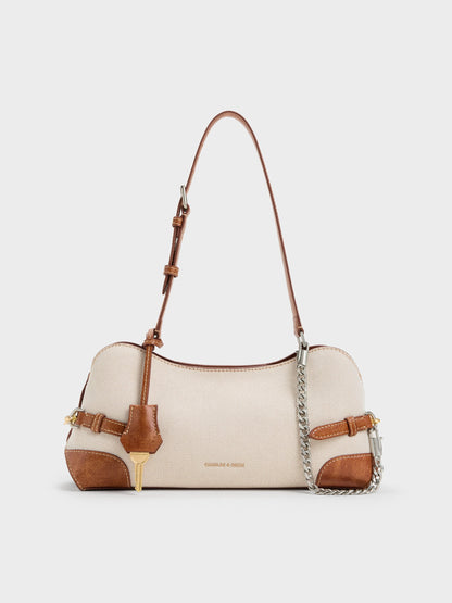 Delfina Canvas Chain Side-Belt Shoulder Bag - Multi | CHARLES & KEITH