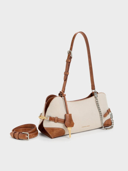 Delfina Canvas Chain Side-Belt Shoulder Bag - Multi | CHARLES & KEITH