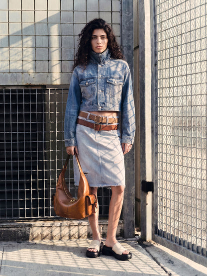 Large Bessie Side-Pocket Hobo Bag - Distressed Tan | CHARLES & KEITH