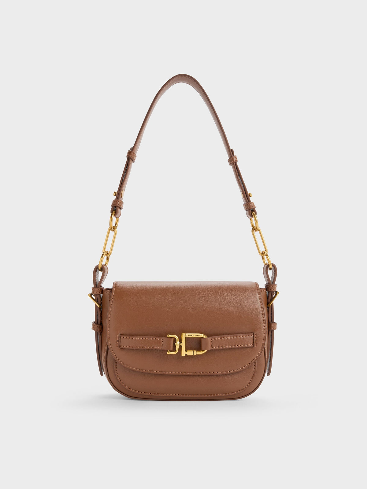 Gwynne Metallic-Accent Crossbody Bag - Chocolate | CHARLES & KEITH