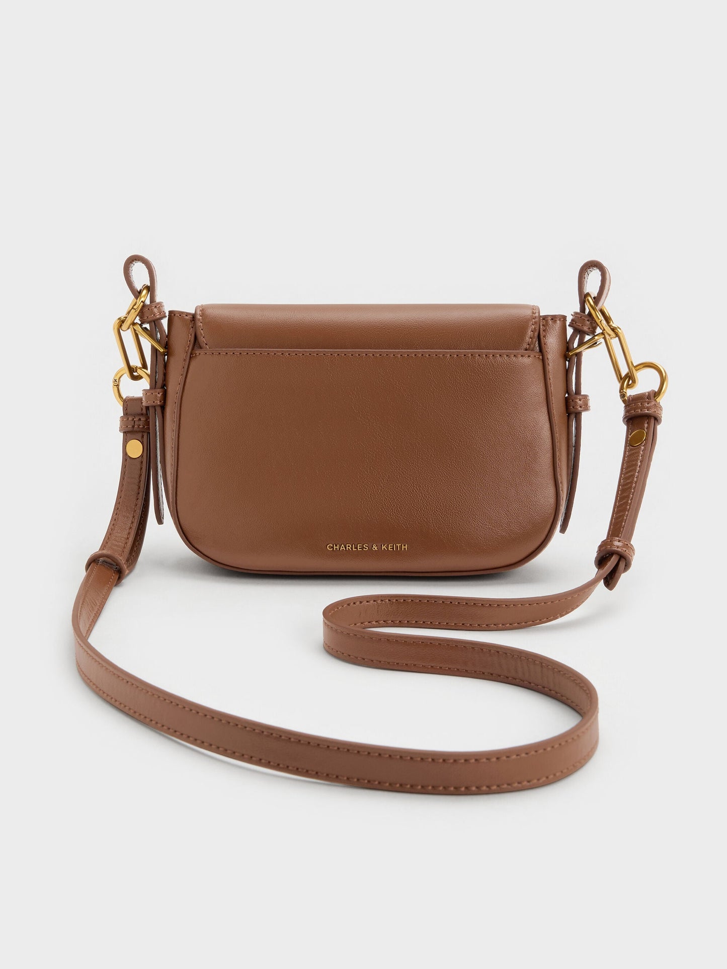 Gwynne Metallic-Accent Crossbody Bag - Chocolate | CHARLES & KEITH