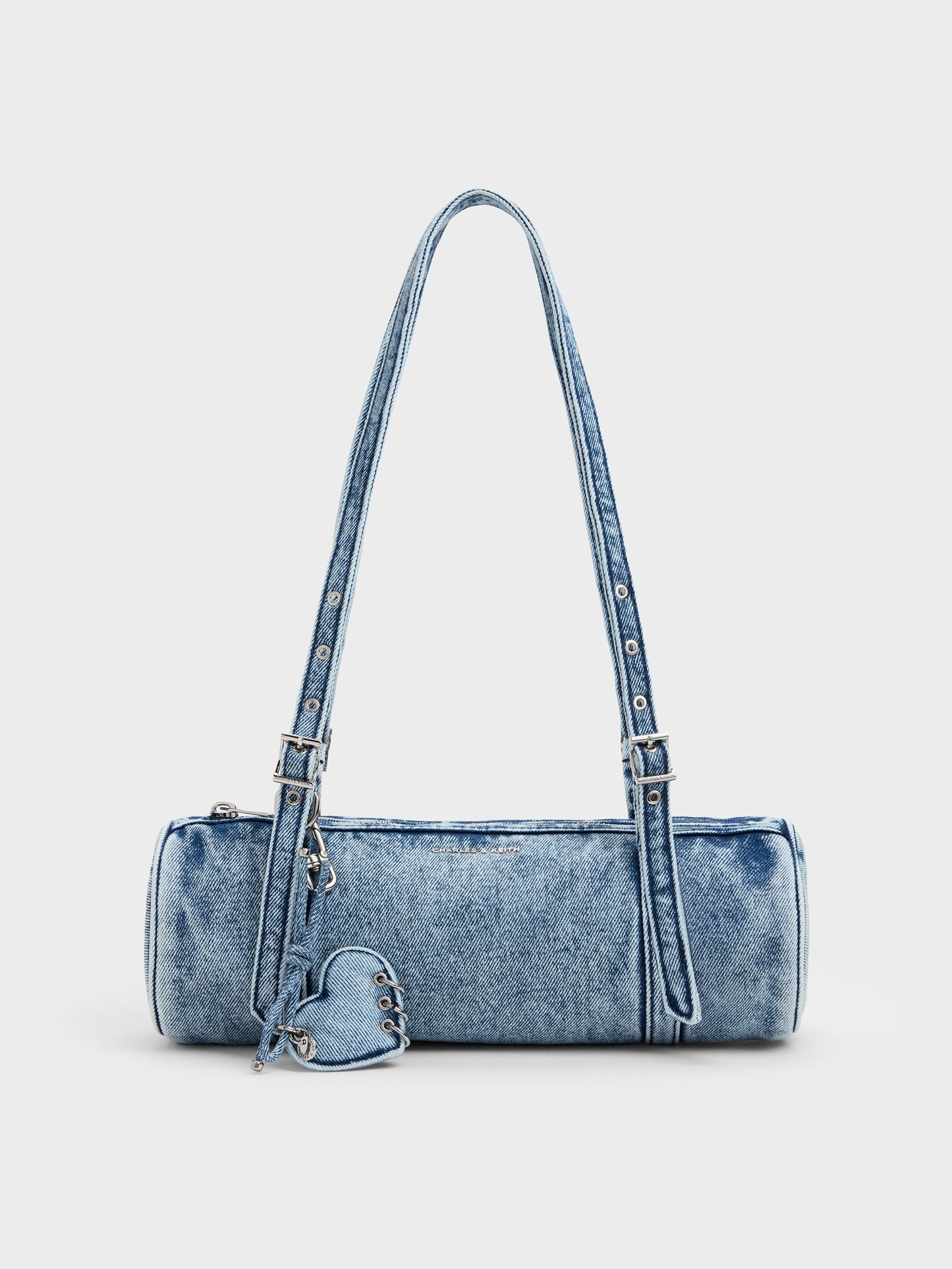 Rey Denim Elongated Shoulder Bag - Denim Blue | CHARLES & KEITH
