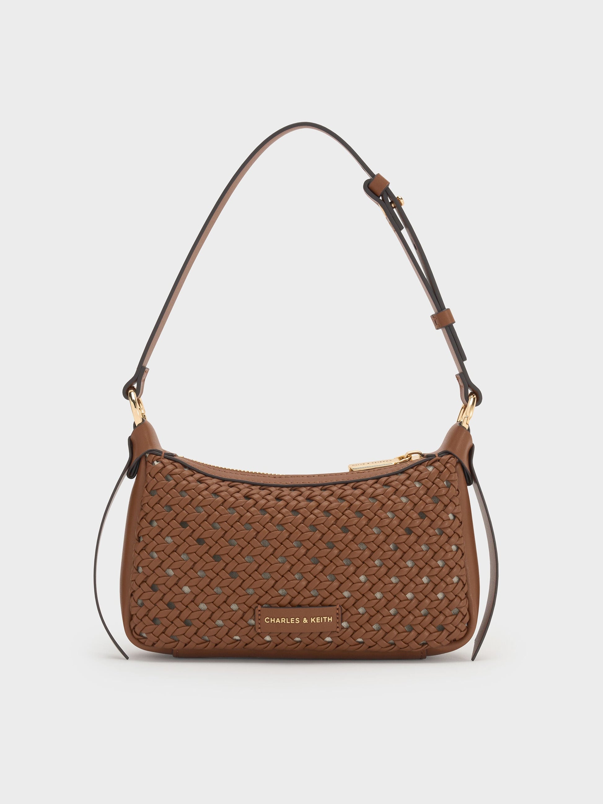 Mini Calla Woven Shoulder Bag - Chocolate | CHARLES & KEITH