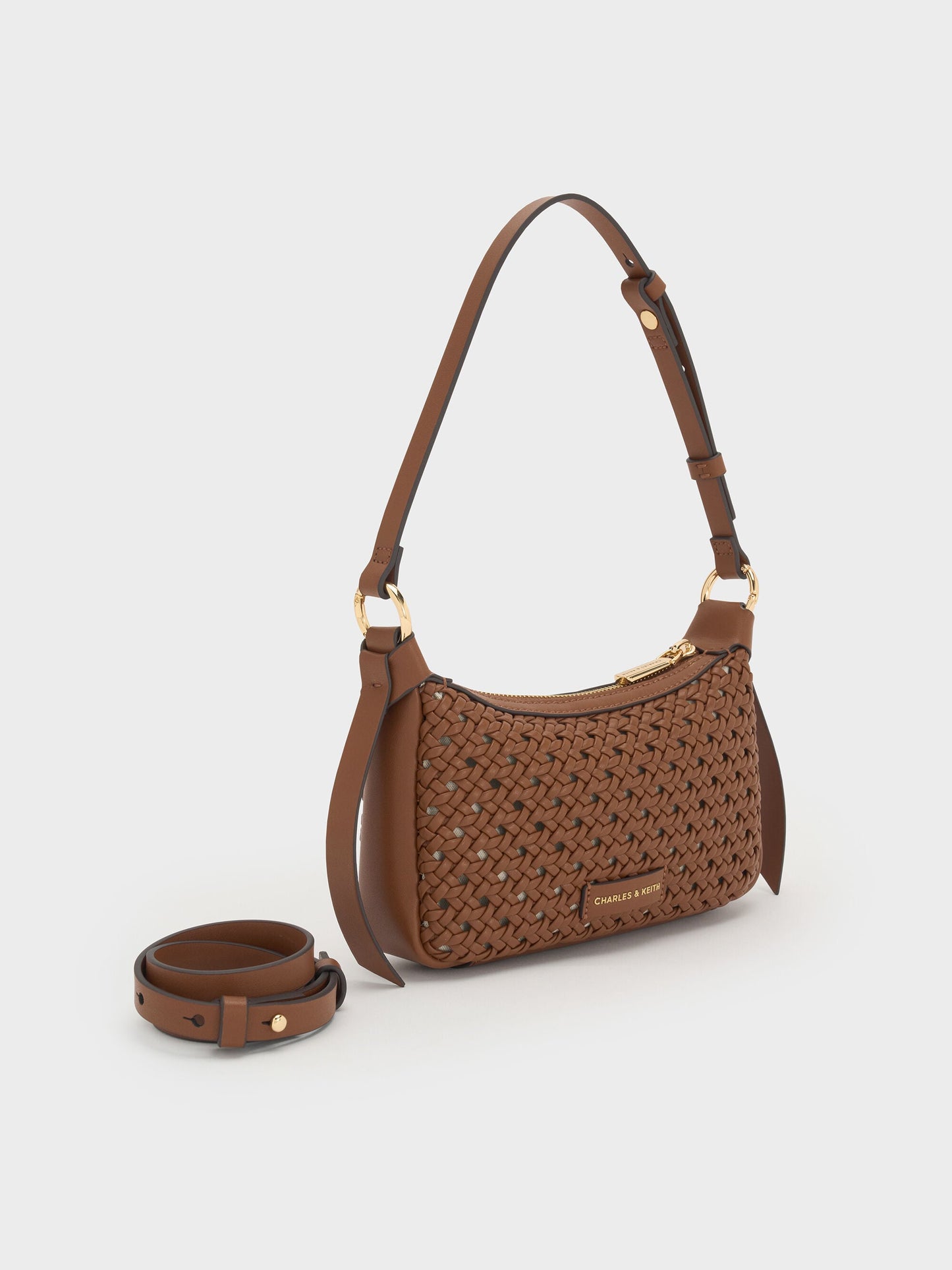 Mini Calla Woven Shoulder Bag - Chocolate | CHARLES & KEITH