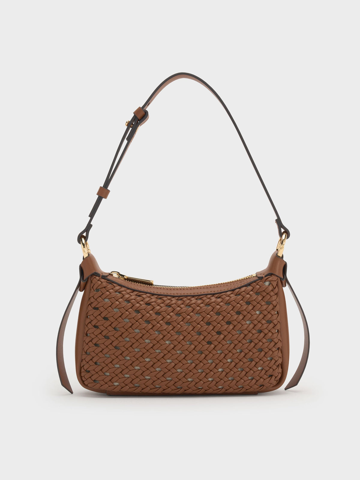 Mini Calla Woven Shoulder Bag - Chocolate | CHARLES & KEITH