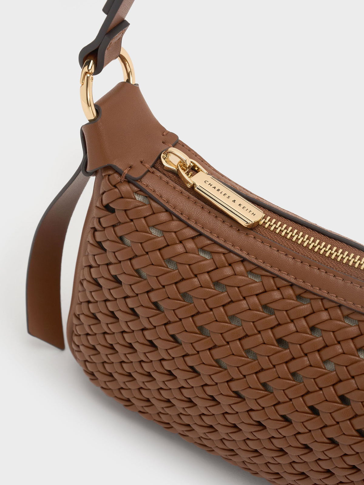 Mini Calla Woven Shoulder Bag - Chocolate | CHARLES & KEITH