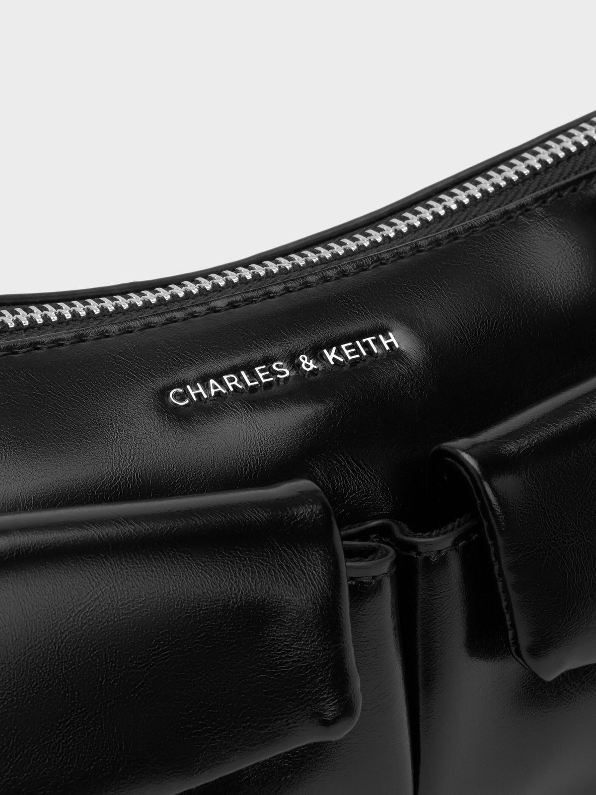 Rachel Front-Pocket Chain Shoulder Bag - Noir | CHARLES & KEITH
