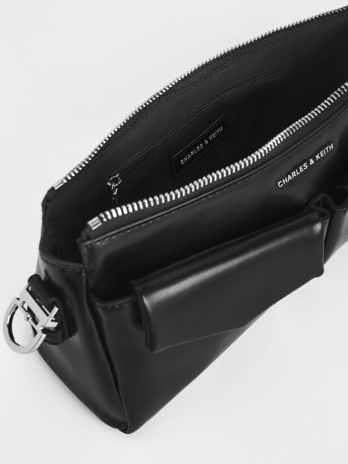 Rachel Front-Pocket Chain Shoulder Bag - Noir | CHARLES & KEITH
