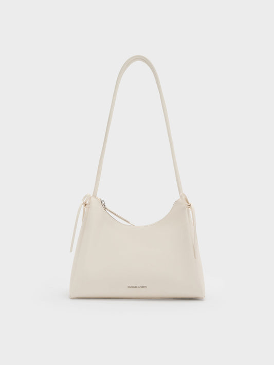 Hazel Bow Hobo Bag - Cream | CHARLES & KEITH