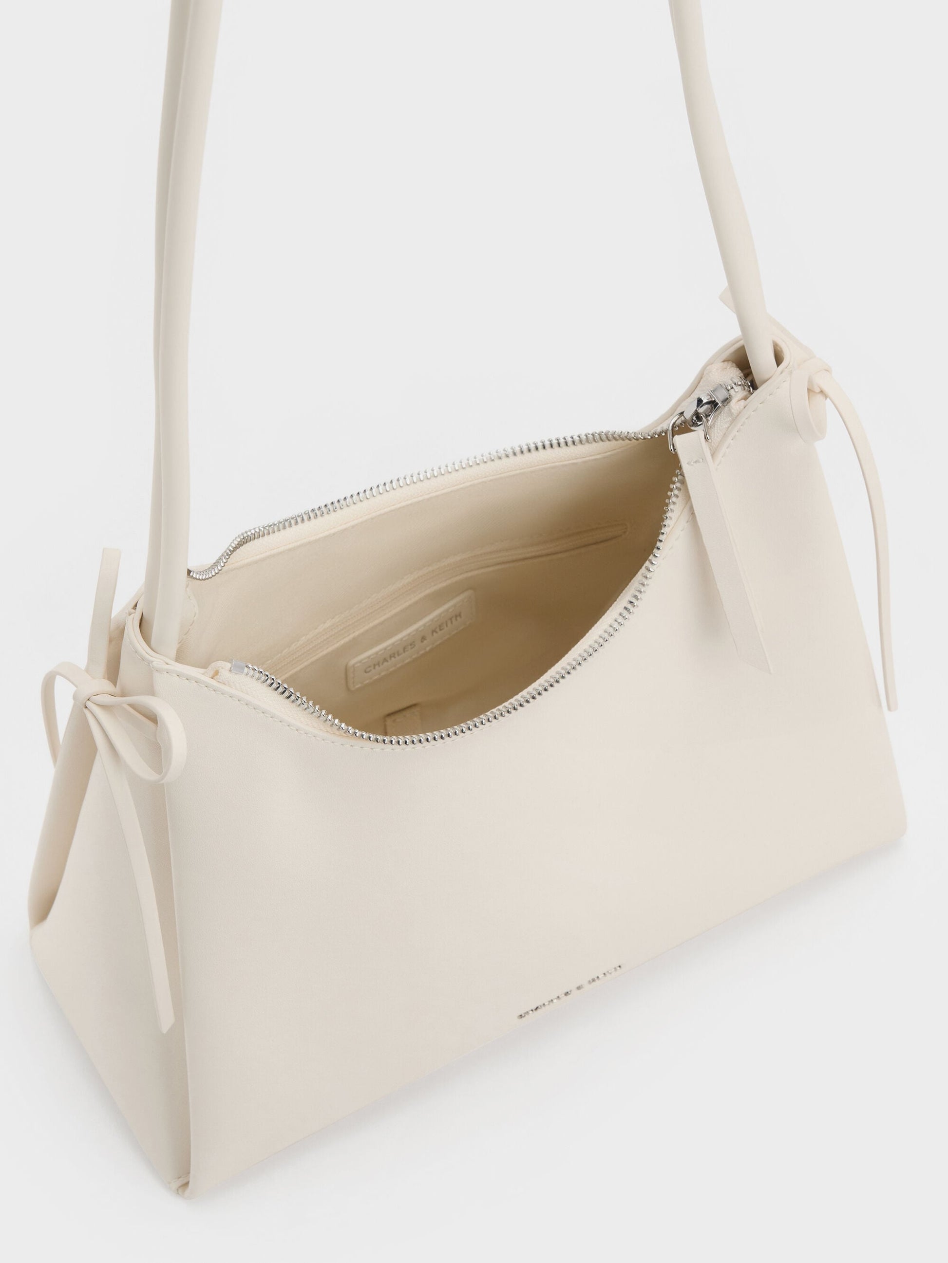Hazel Bow Hobo Bag - Cream | CHARLES & KEITH