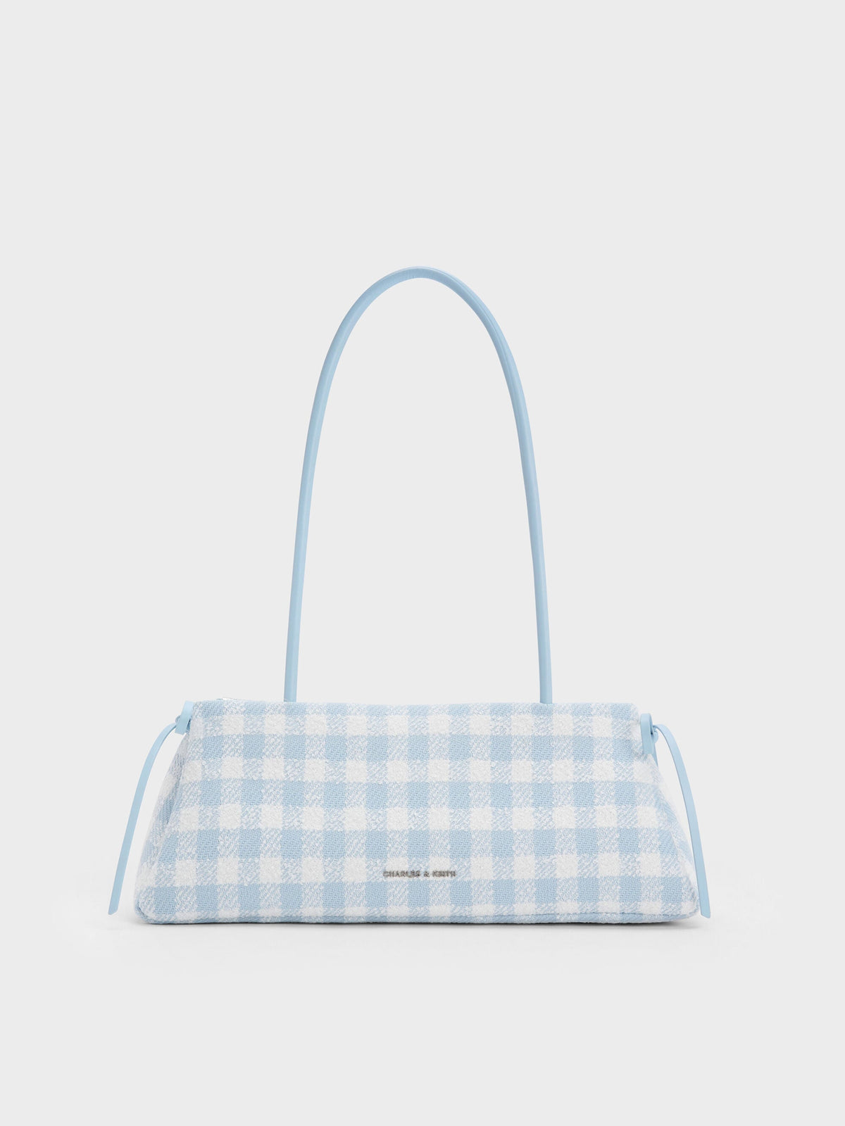 Hazel Gingham Bow Shoulder Bag - Gingham Blue | CHARLES & KEITH