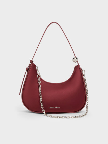 Jesmyn Satin Chain Two-Way Bag - Burgundy | CHARLES & KEITH
