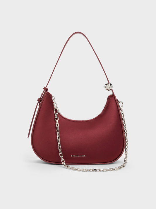 Jesmyn Satin Chain Two-Way Bag - Burgundy | CHARLES & KEITH