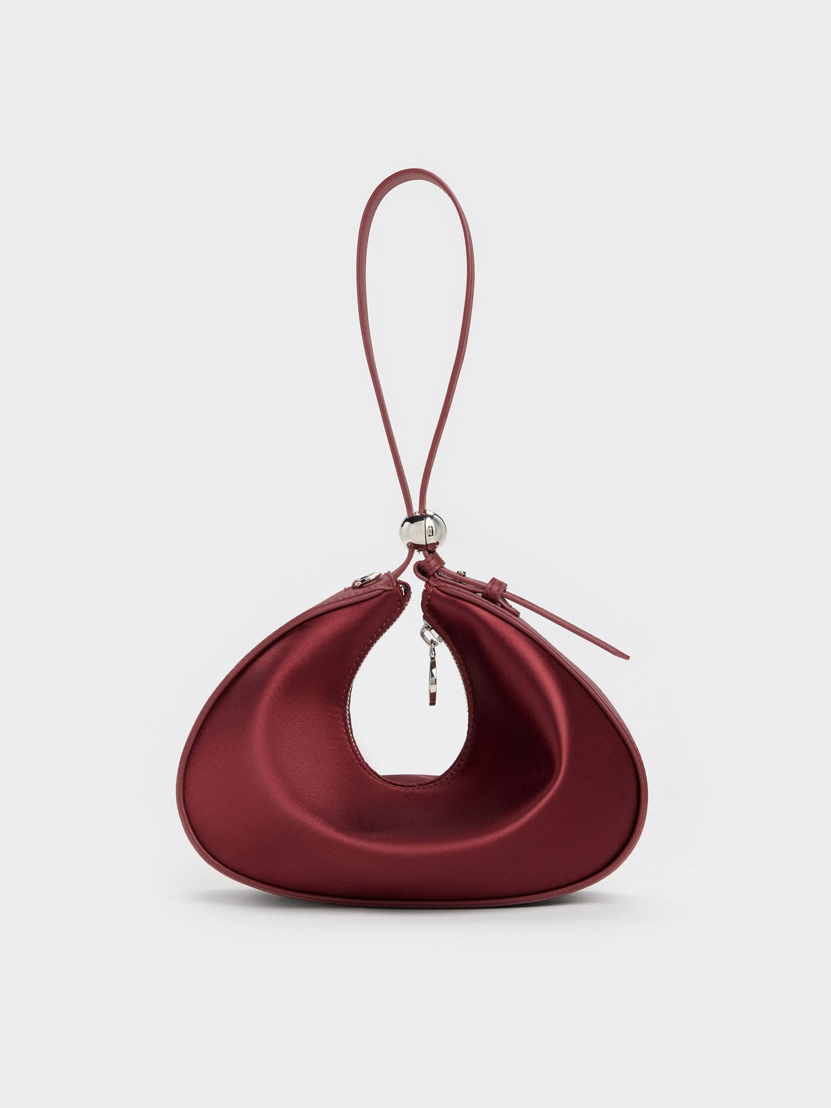 Jesmyn Satin Chain Two-Way Bag - Burgundy | CHARLES & KEITH