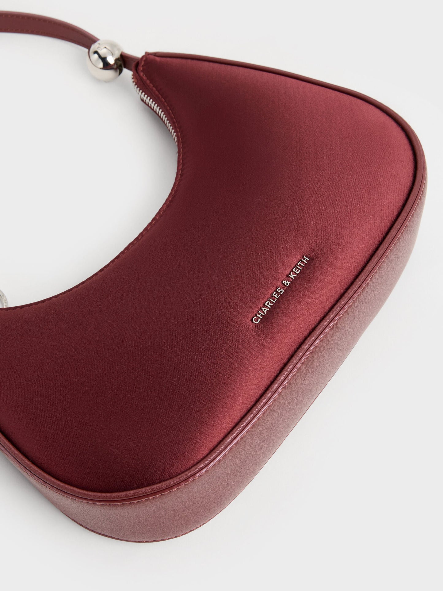 Jesmyn Satin Chain Two-Way Bag - Burgundy | CHARLES & KEITH